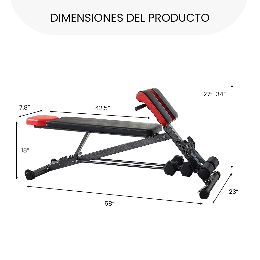 Finer Form - Banco de pesas multifuncional para entrenamiento completo todo en uno, extensión de espalda alta,