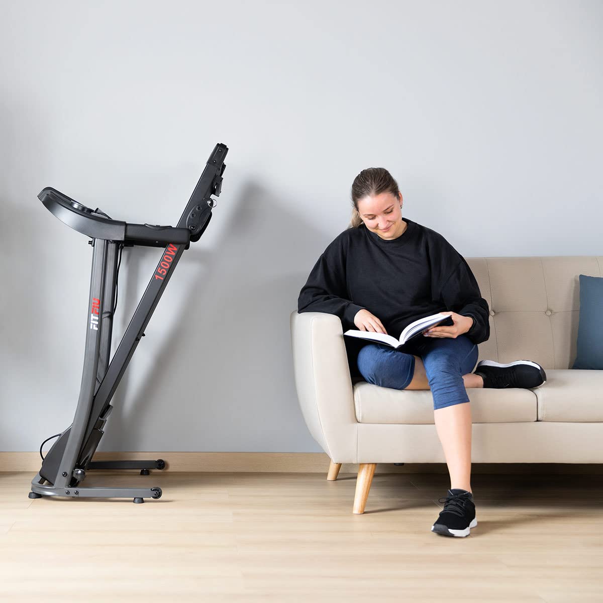 FITFIU Fitness Cinta de Correr Plegable, 1500W 14km/h, inclinación Manual, Superficie 40x110cm, 12 programas, Pantalla LCD, pulsómetro, Ruedas de Transporte