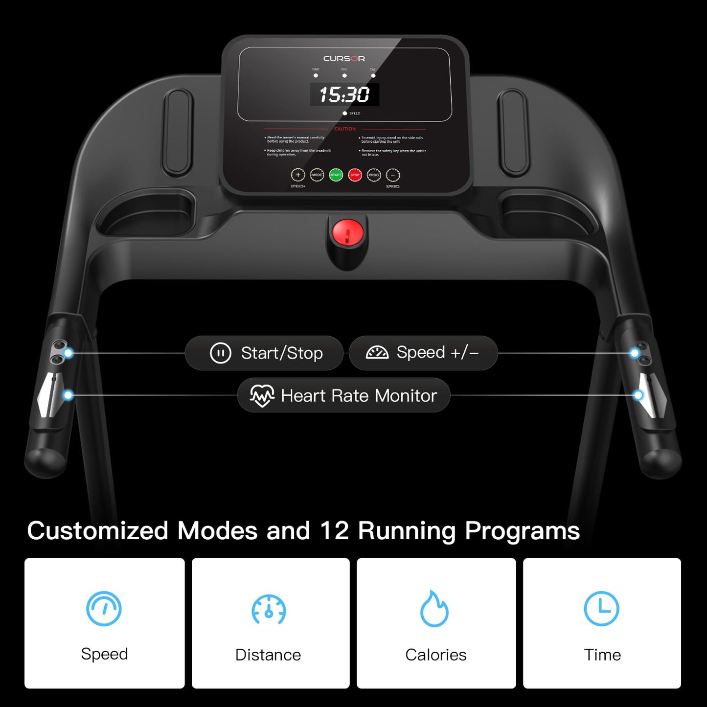 CURSOR Fitness Cinta de Correr Plegable 14km/h,Cinta de Andar Plegable con Pulsómetro Motor Silencioso