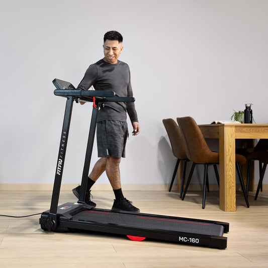 FITFIU Fitness MC-160 - Cinta de Correr 2 en 1 para Andar y Correr, Walking Pad Plegable, 12 programas, Bluetooth y Speakers, Conectividad App Kinomap, Caminadora Ultracompacta para el Hogar/Oficina