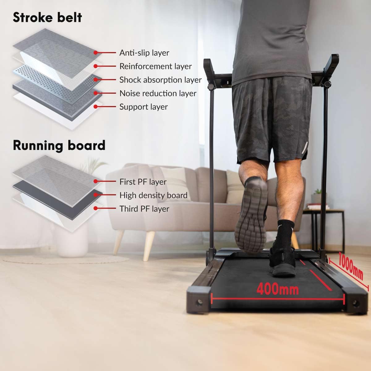 FITFIU Fitness MC-160 - Cinta de Correr 2 en 1 para Andar y Correr, Walking Pad Plegable, 12 programas, Bluetooth y Speakers, Conectividad App Kinomap, Caminadora Ultracompacta para el Hogar/Oficina