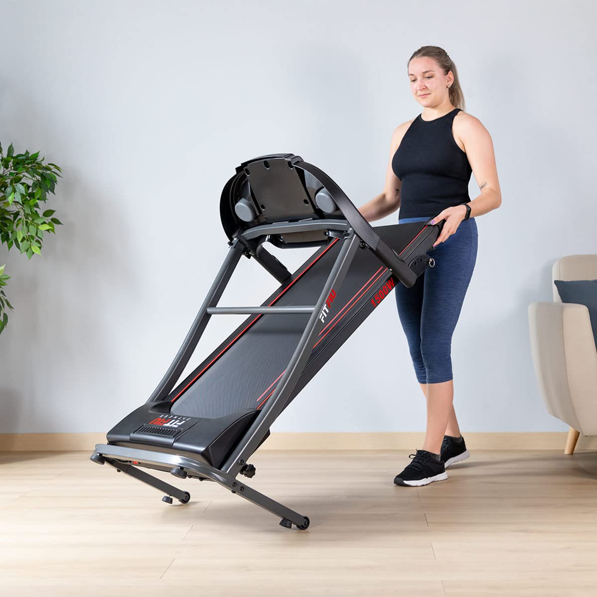 FITFIU Fitness Cinta de Correr Plegable, 1500W 14km/h, inclinación Manual, Superficie 40x110cm, 12 programas, Pantalla LCD, pulsómetro, Ruedas de Transporte
