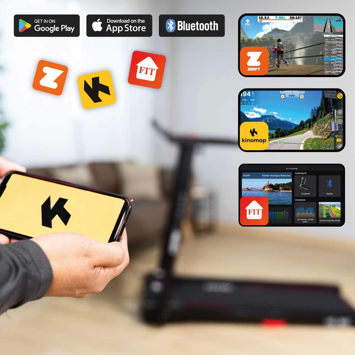FITFIU Fitness MC-160 - Cinta de Correr 2 en 1 para Andar y Correr, Walking Pad Plegable, 12 programas, Bluetooth y Speakers, Conectividad App Kinomap, Caminadora Ultracompacta para el Hogar/Oficina