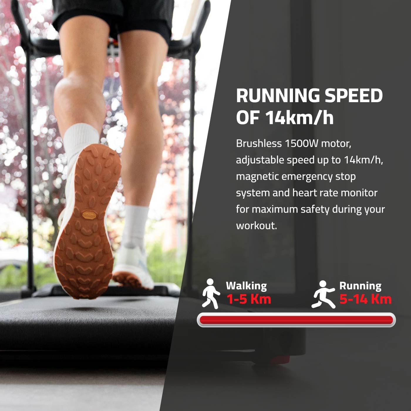 FITFIU Fitness MC-90 - Cinta de Correr Plegable, Motor Brushless, Inclinación de 5º, Pantalla LCD Multifunción, Conectividad con App, Peso Máx. 100kg, Caminadora para el hogar i Oficina