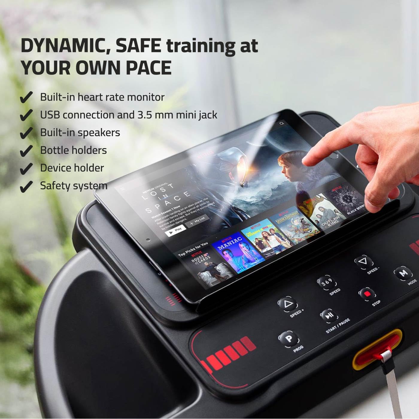 FITFIU Fitness MC-90 - Cinta de Correr Plegable, Motor Brushless, Inclinación de 5º, Pantalla LCD Multifunción, Conectividad con App, Peso Máx. 100kg, Caminadora para el hogar i Oficina