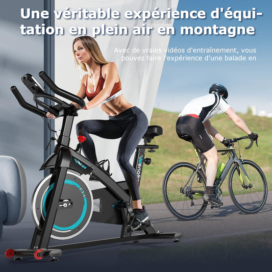 Wenoker Bicicleta estática, bicicleta de ciclismo indoor con monitor LCD, capacidad de carga 140 kg, bicicleta de fitness para el hogar, bicicletas estáticas silenciosas para el hogar