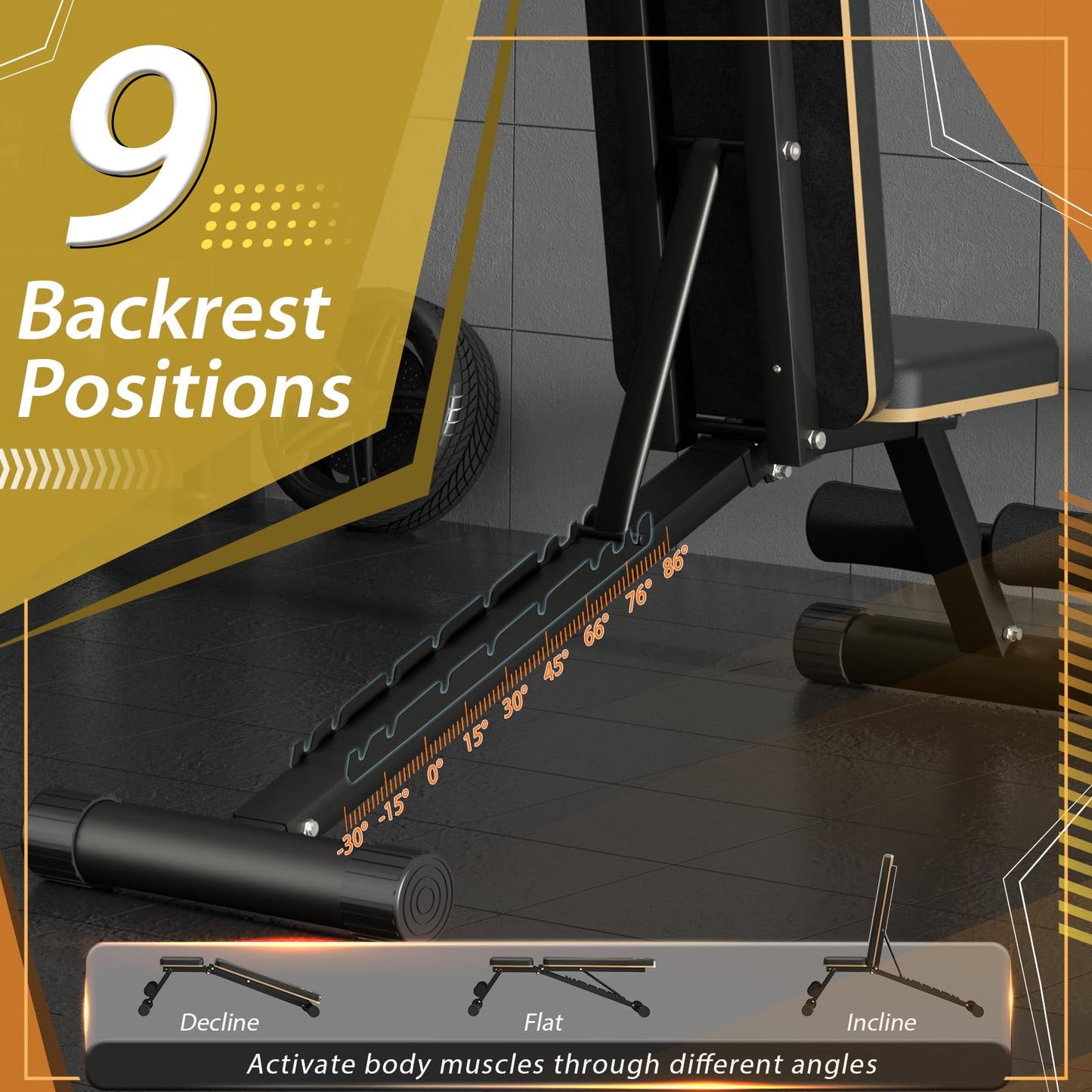 FitGoods Banco de pesas plegable, banco de entrenamiento para gimnasio en casa