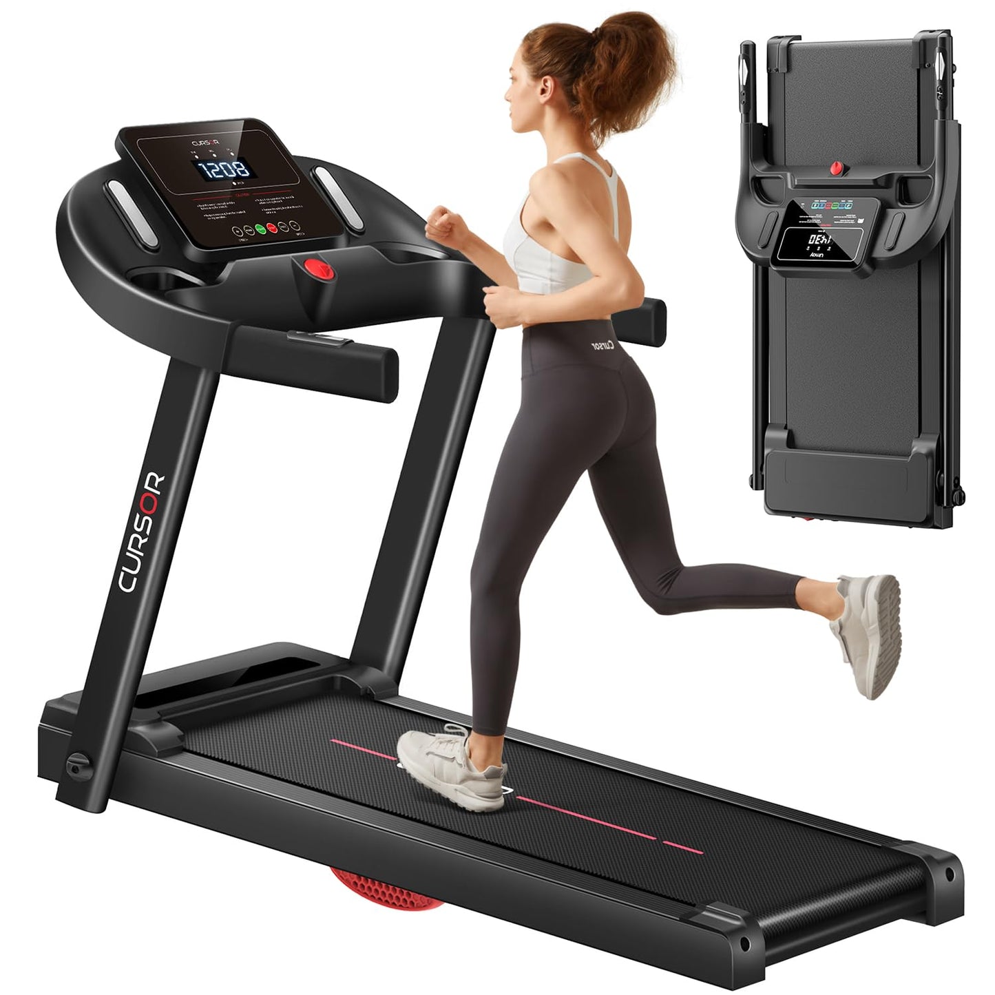 CURSOR Fitness Cinta de Correr Plegable 14km/h,Cinta de Andar Plegable con Pulsómetro Motor Silencioso