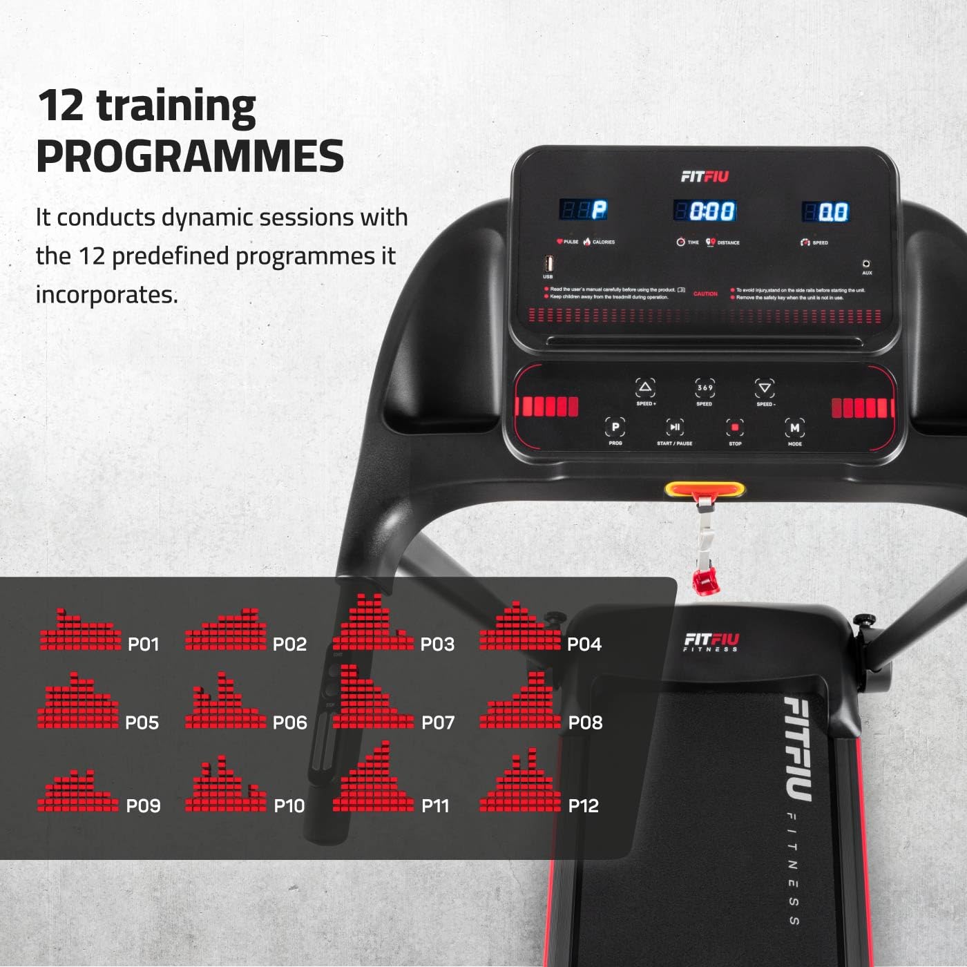 FITFIU Fitness MC-90 - Cinta de Correr Plegable, Motor Brushless, Inclinación de 5º, Pantalla LCD Multifunción, Conectividad con App, Peso Máx. 100kg, Caminadora para el hogar i Oficina
