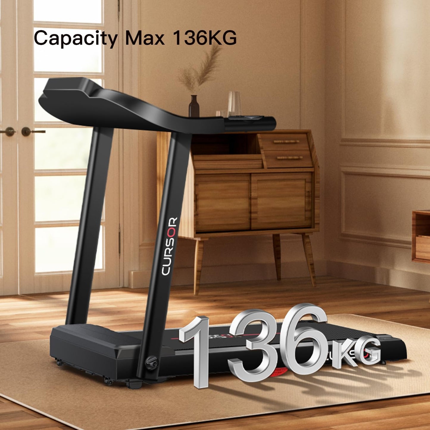 CURSOR Fitness Cinta de Correr Plegable 14km/h,Cinta de Andar Plegable con Pulsómetro Motor Silencioso