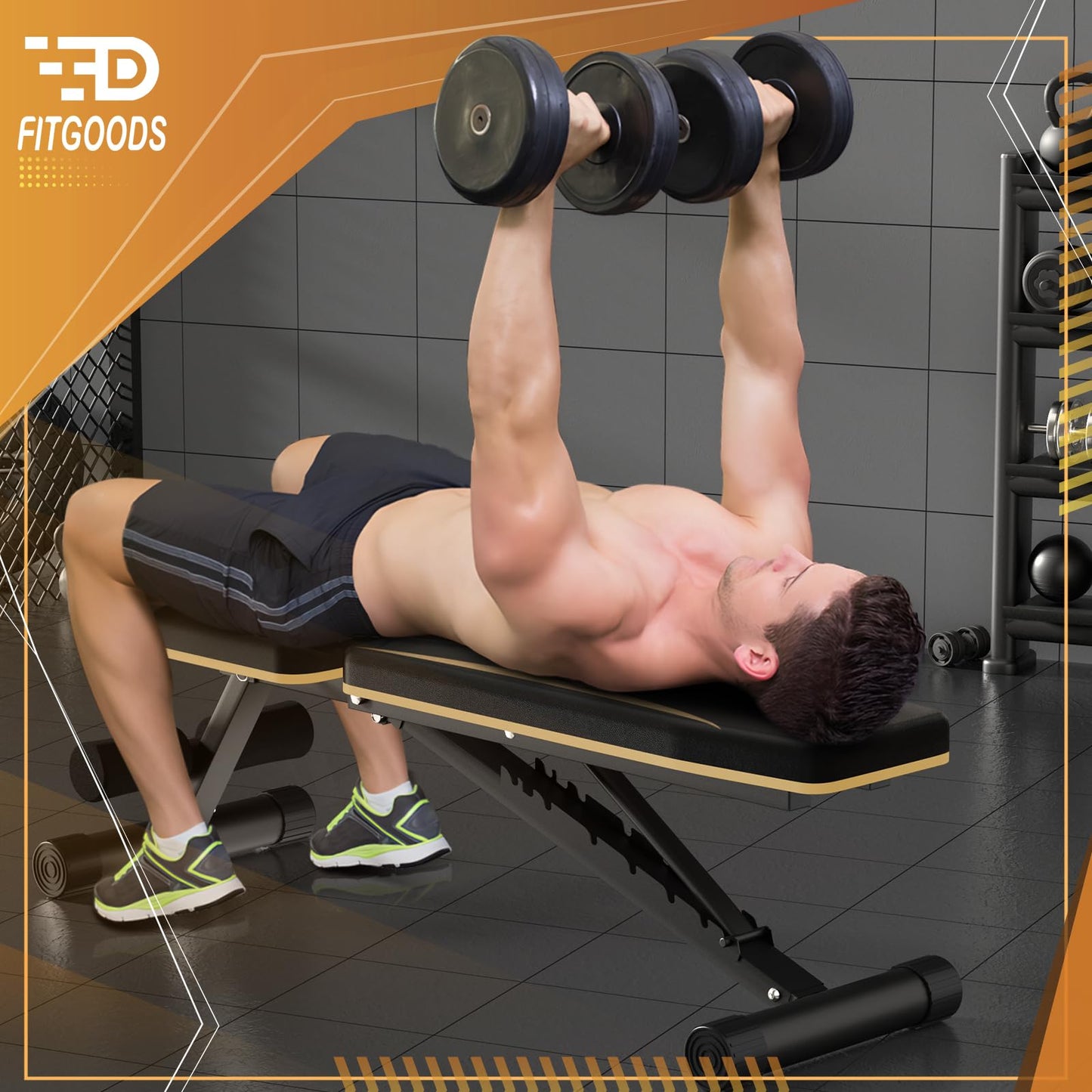 FitGoods Banco de pesas plegable, banco de entrenamiento para gimnasio en casa