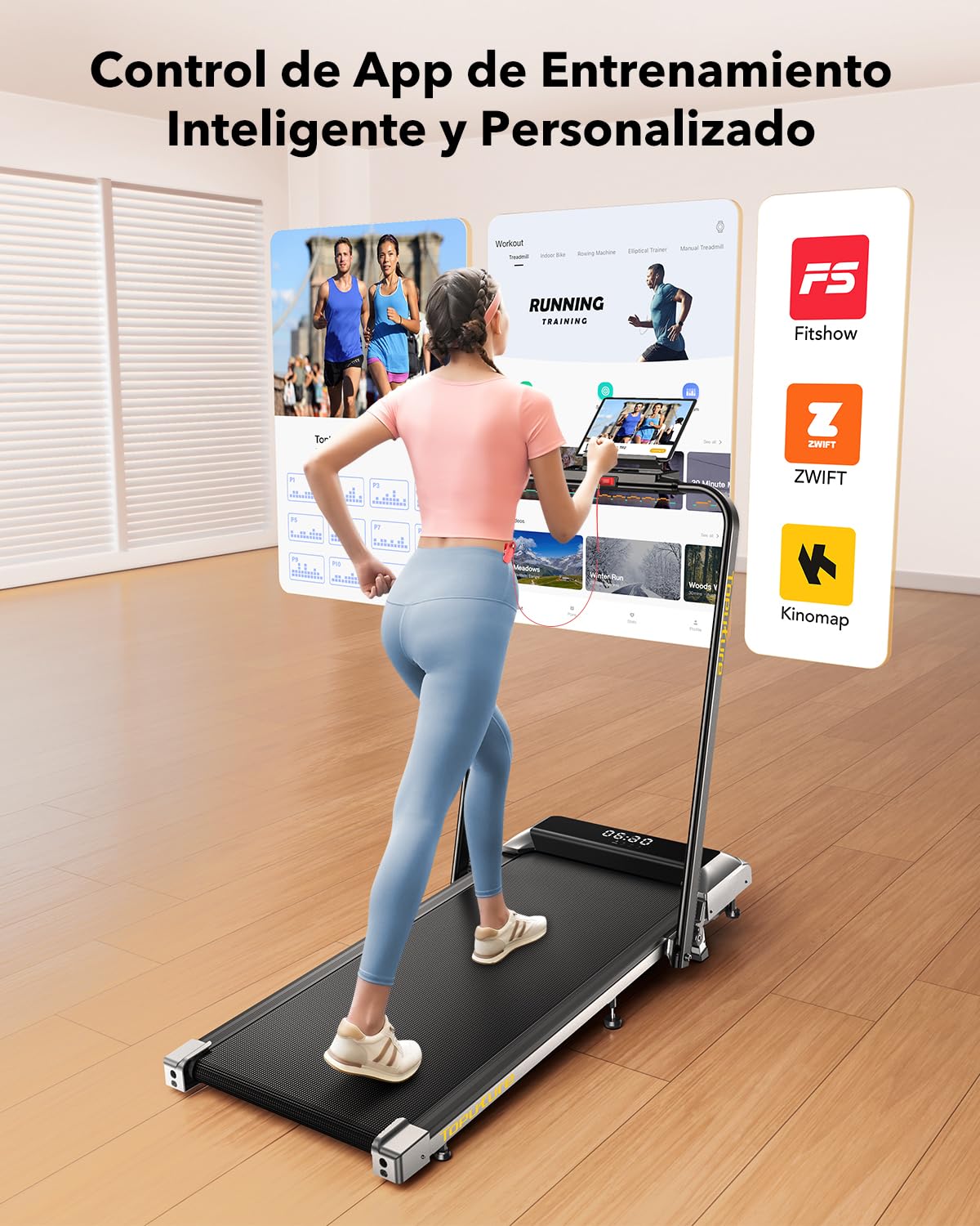 3 en 1 Cinta de Correr Plegable con Inclinación de 7%, 2.5HP Cinta de Correr Electrica para el Hogar Debajo del Escritorio,