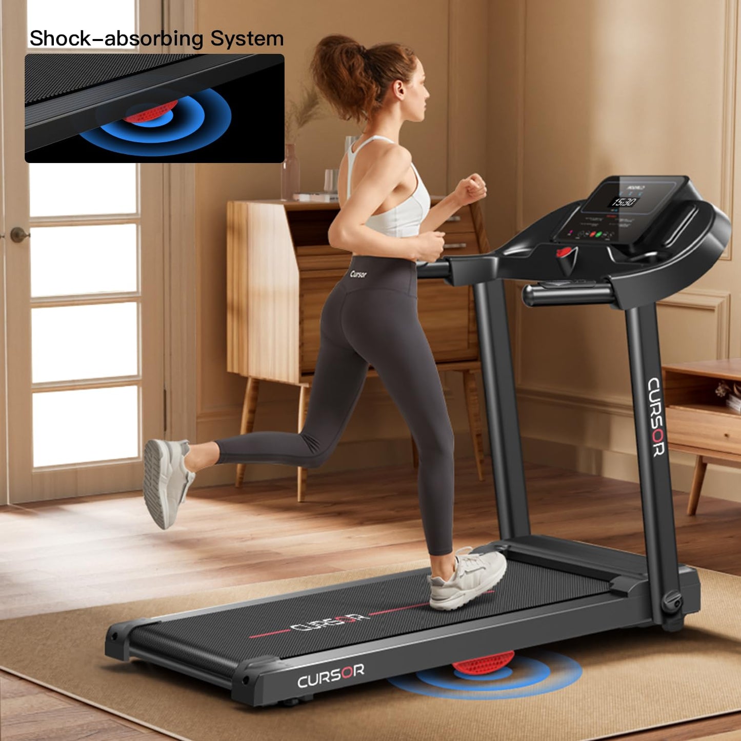 CURSOR Fitness Cinta de Correr Plegable 14km/h,Cinta de Andar Plegable con Pulsómetro Motor Silencioso