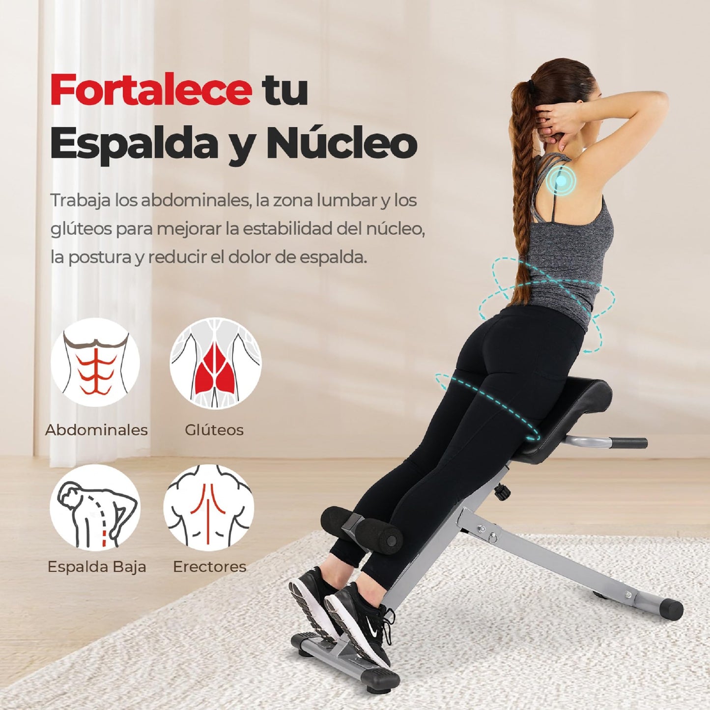 Sunny Health & Fitness Silla romana de hiperextensión, ejercicios abdominales, banco de gimnasio para el hogar - SF-BH6629