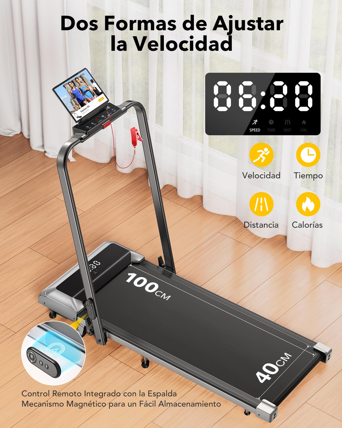 3 en 1 Cinta de Correr Plegable con Inclinación de 7%, 2.5HP Cinta de Correr Electrica para el Hogar Debajo del Escritorio,