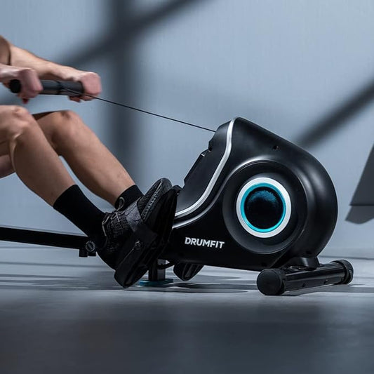 Cecotec Máquina de Remo Plegable DrumFit Rower 5500 Regatta. Sistema de Resistencia Magnética y Diferentes Niveles de Intensidad, Volante de Inercia de 5,5Kg, Display LCD, Reposapiés y Ruedas