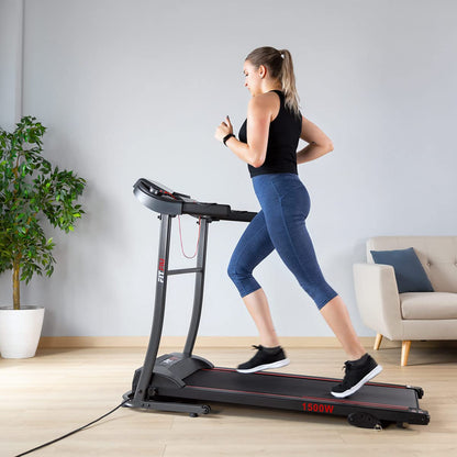 FITFIU Fitness Cinta de Correr Plegable, 1500W 14km/h, inclinación Manual, Superficie 40x110cm, 12 programas, Pantalla LCD, pulsómetro, Ruedas de Transporte