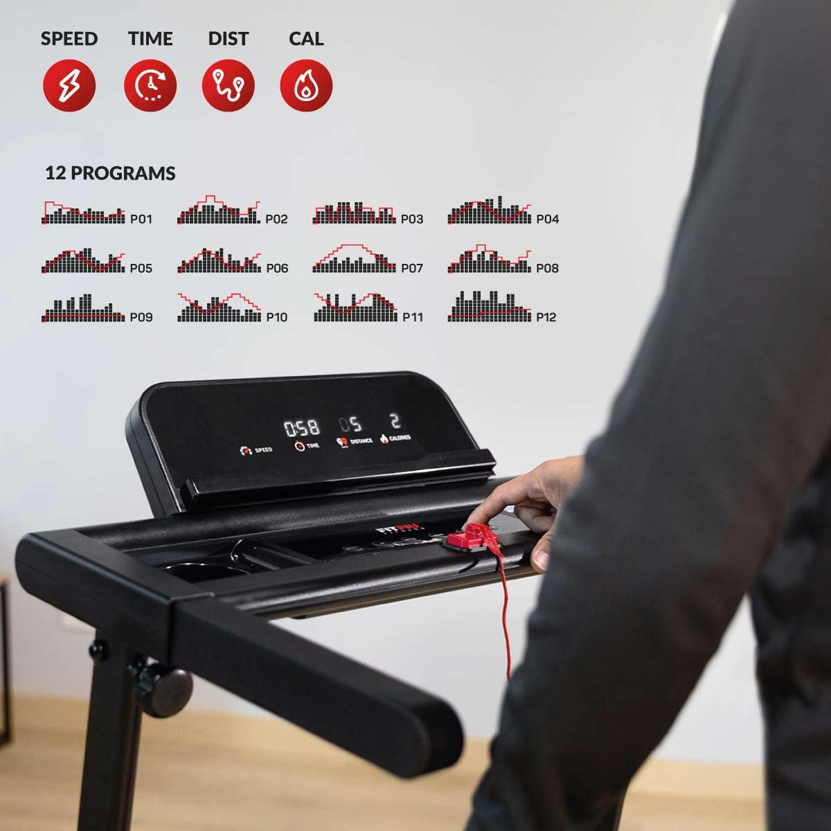 FITFIU Fitness MC-160 - Cinta de Correr 2 en 1 para Andar y Correr, Walking Pad Plegable, 12 programas, Bluetooth y Speakers, Conectividad App Kinomap, Caminadora Ultracompacta para el Hogar/Oficina