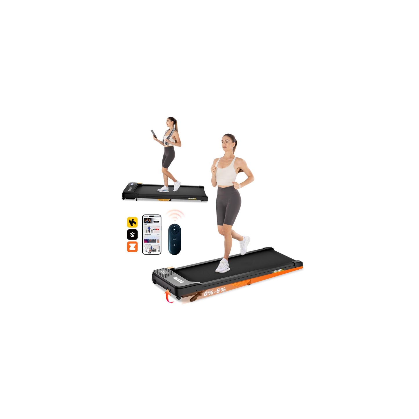 TODO Cinta de Correr Eléctrica con Inclinación, Walking Pad 1-6km/h con Control Remoto y App,