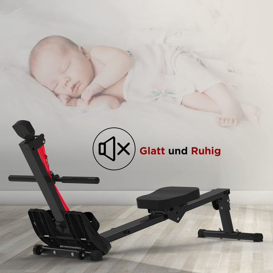 Máquina de Remo para el hogar, máquina de Remo Plegable, 120 kg de Capacidad de Peso (Rojo)