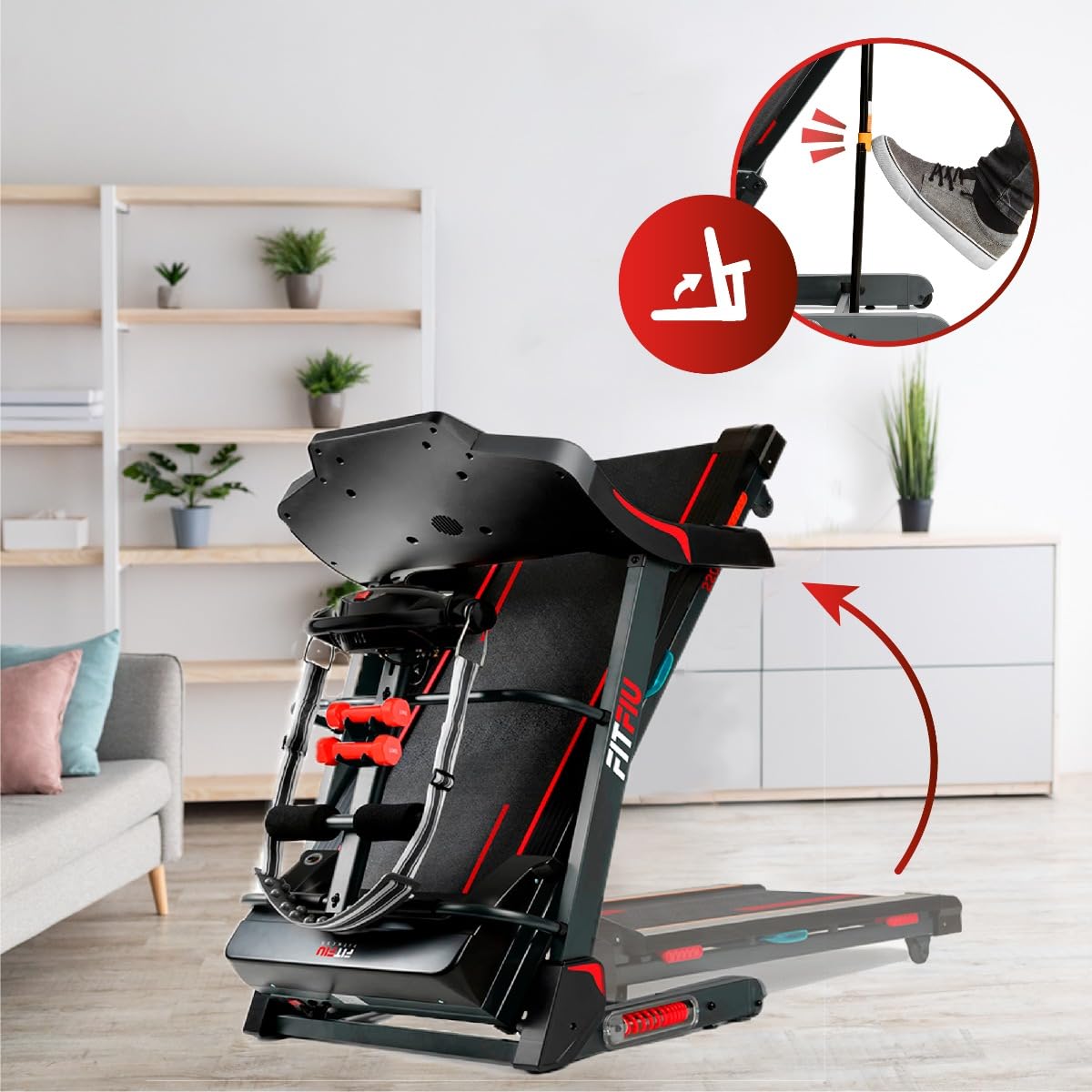 FITFIU Fitness MC-500 - Cinta de Correr Plegable con Inclinación Automática, Pulsómetro, Bluetooth, Speakers y Conexión App (Kinomap, Spax, Zwift), Treadmill con Ventilador, para el Hogar/Oficina