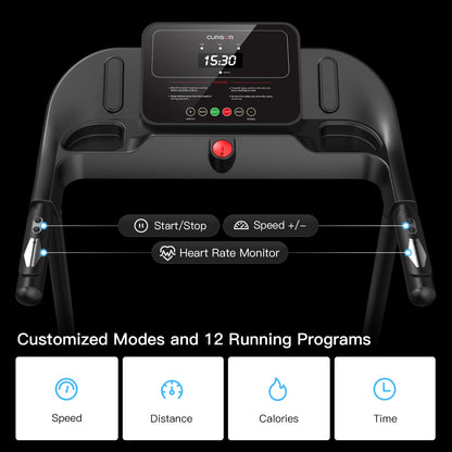 CURSOR Fitness Cinta de Correr Plegable 14km/h,Cinta de Andar Plegable con Pulsómetro Motor Silencioso
