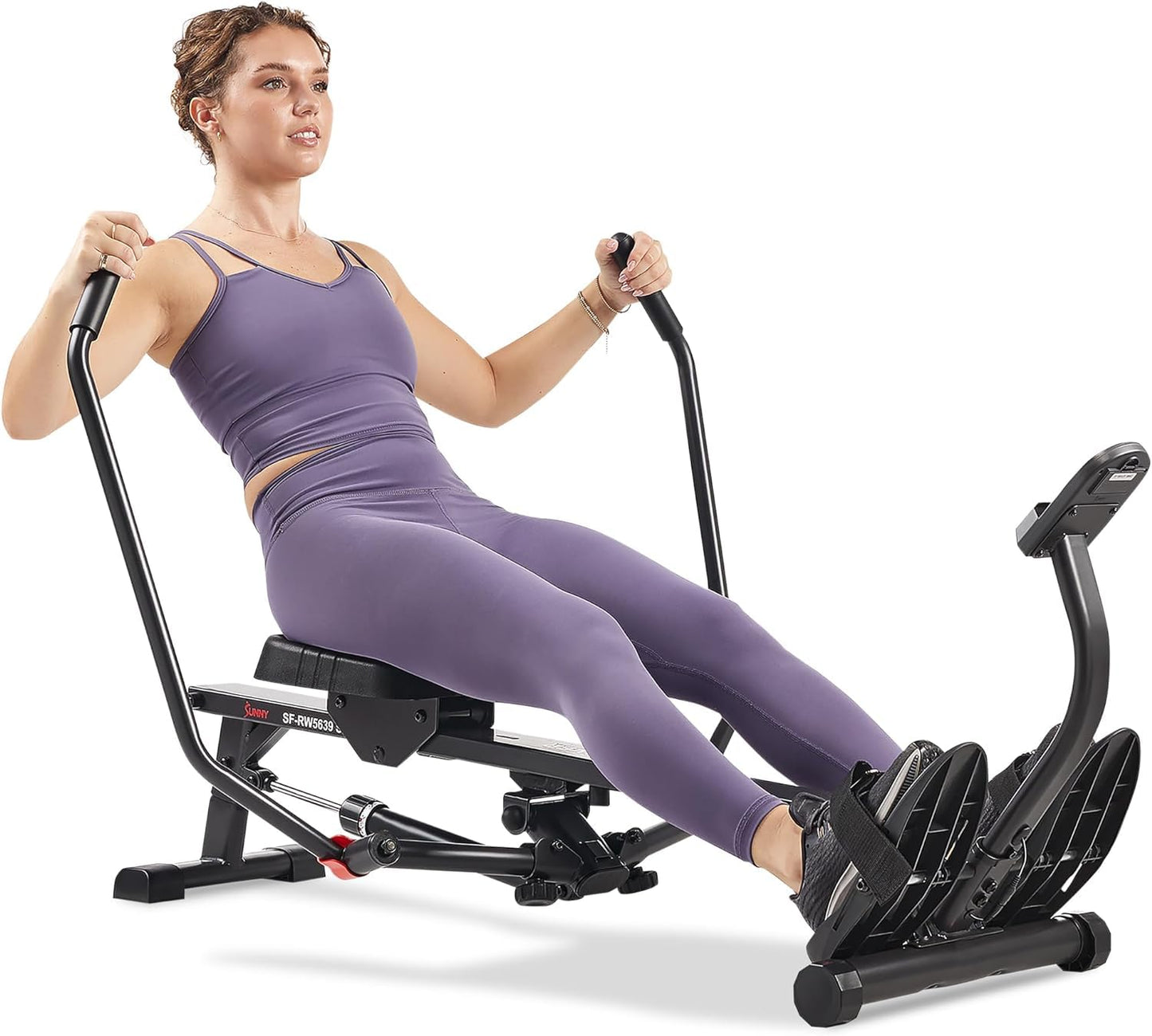 Sunny Health & Fitness Máquina de Remo Inteligente y compacta de Movimiento Completo, Entrenamiento de Cuerpo Completo, riel extralargo de bajo Impacto, Capacidad de Peso de 159 KG - SF-RW5639SMART