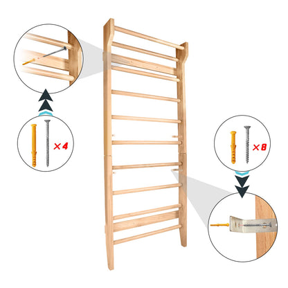 CCLIFE Espaldera Gimnasio espaldera Madera 195/80/14cm Carga de hasta 100kg Espaldera de Fitness Escalera Gimnasio ZERRO