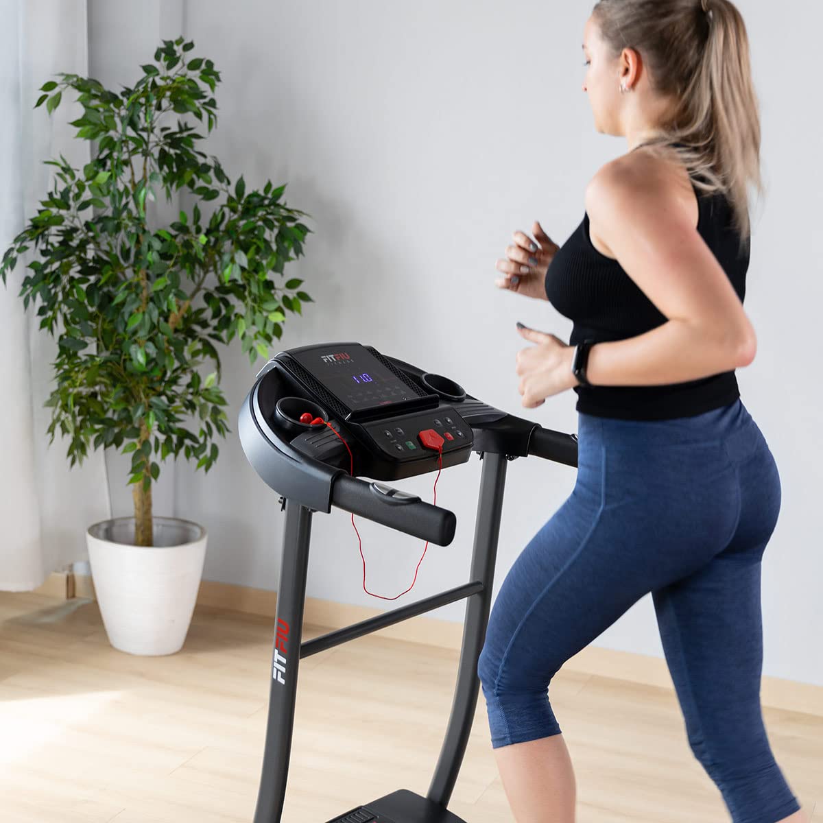 FITFIU Fitness Cinta de Correr Plegable, 1500W 14km/h, inclinación Manual, Superficie 40x110cm, 12 programas, Pantalla LCD, pulsómetro, Ruedas de Transporte