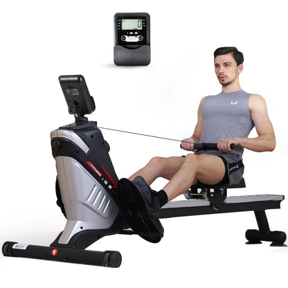 ISE Máquina De Remo para casa, Silenciosa, Máquina Remo Magnético, Remo Gimnasio En Casa con 8 Niveles de Resistencia, Fuerza de Tracción máx de 15KG, Remo Maquina Ejercicios En Casa