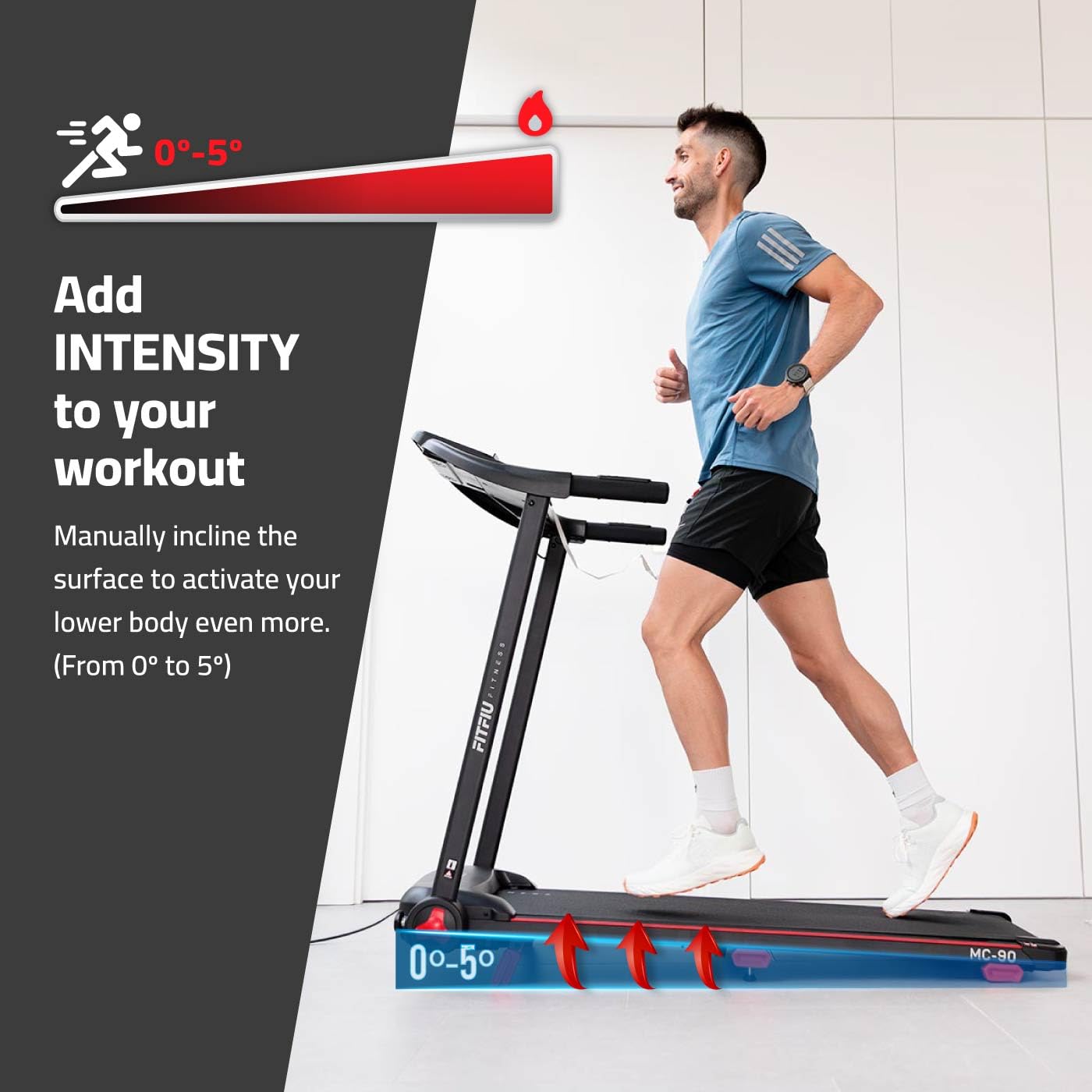 FITFIU Fitness MC-90 - Cinta de Correr Plegable, Motor Brushless, Inclinación de 5º, Pantalla LCD Multifunción, Conectividad con App, Peso Máx. 100kg, Caminadora para el hogar i Oficina