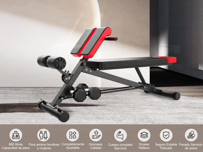 Finer Form - Banco de pesas multifuncional para entrenamiento completo todo en uno, extensión de espalda alta,