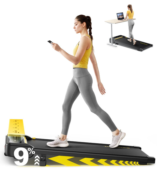 9% Inclinada Cinta de Correr Debajo Escritorio, 2.5HP Hogar Cinta de Correr eléctrica con Pantalla LED, Bluetooth App,