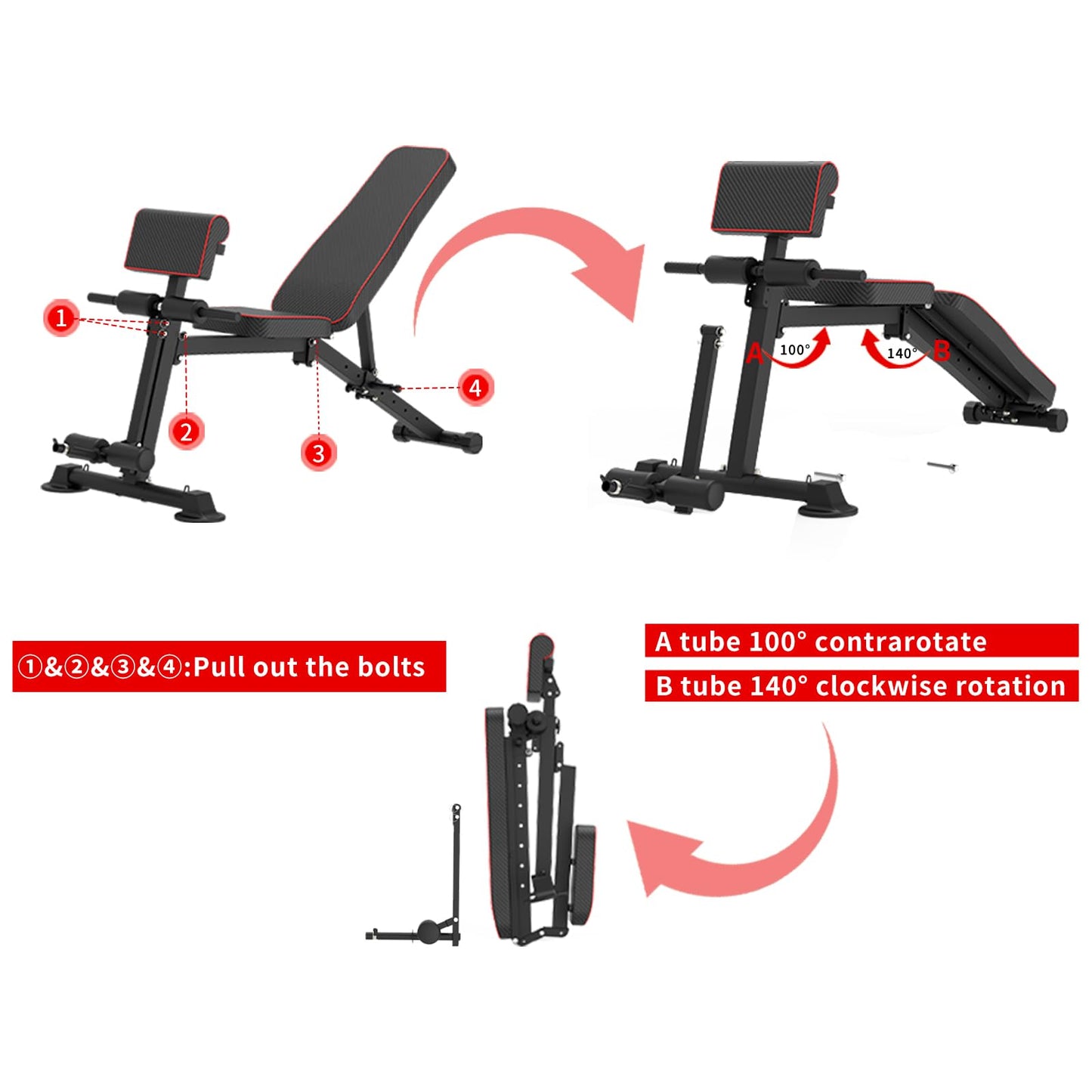 Z ZHICHI Banco de pesas ajustable multifunción para gimnasio en casa,