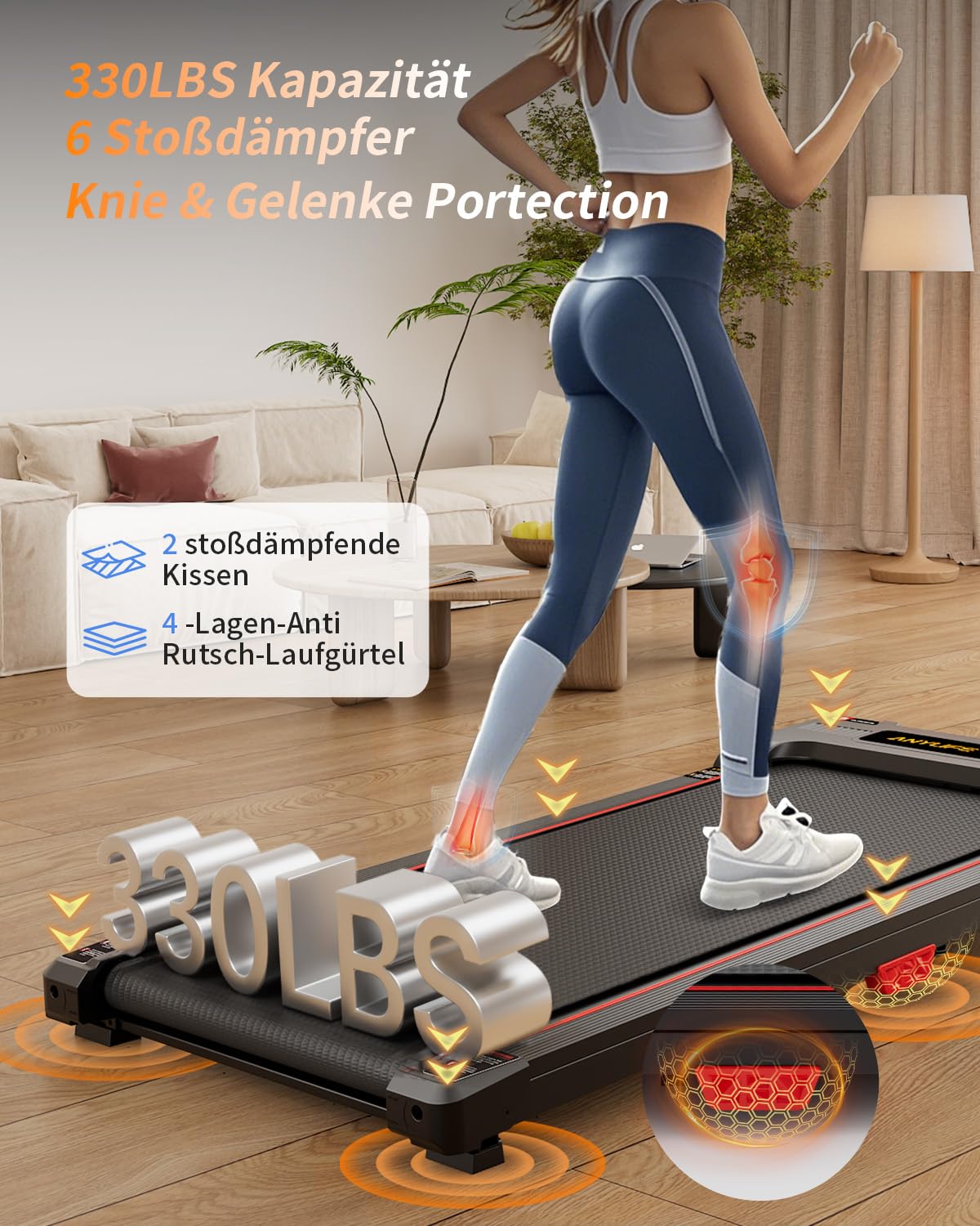 Anylife Cinta De Correr, Cinta De Correr Inclinable para Uso Doméstico, Equipo De Fitness para Interiores, Walking Pad con Pantalla Led，Capacidad 150kg
