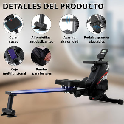 ISE Máquina De Remo para casa, Silenciosa, Máquina Remo Magnético, Remo Gimnasio En Casa con 8 Niveles de Resistencia, Fuerza de Tracción máx de 15KG, Remo Maquina Ejercicios En Casa