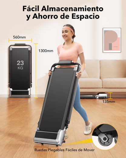 3 en 1 Cinta de Correr Plegable con Inclinación de 7%, 2.5HP Cinta de Correr Electrica para el Hogar Debajo del Escritorio,