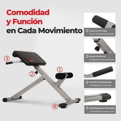 Sunny Health & Fitness Silla romana de hiperextensión, ejercicios abdominales, banco de gimnasio para el hogar - SF-BH6629