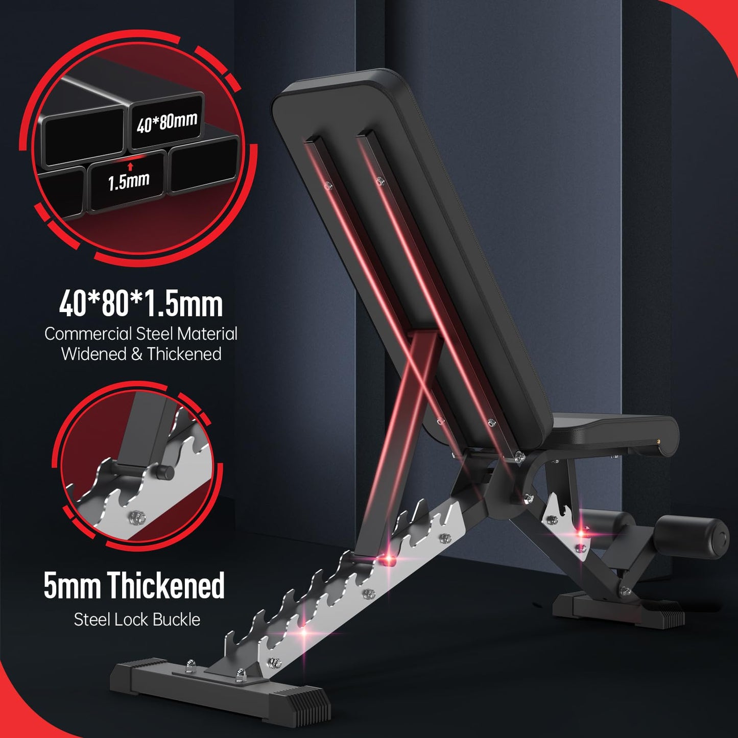 JOROTO MD60 Banco De Pesas Ajustable – Banco De Entrnamiento De Musculación Plegable De Capacidad De 360 kg Para Bench Press De Cuerpo Completo