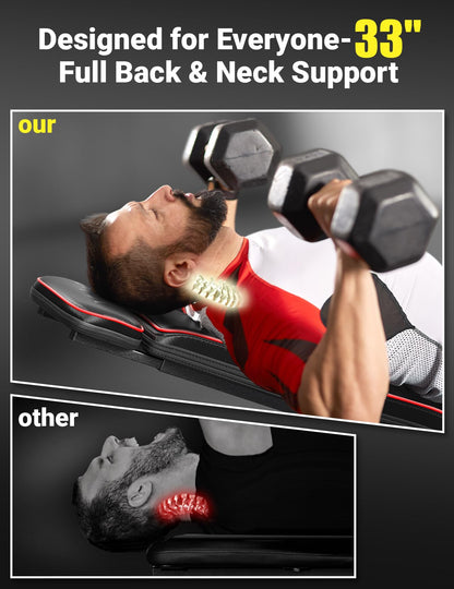 YOLEO Banco de pesas plegable de 300 kg, multifunción, con espalda y cabeza ampliadas y soporte para la columna vertebral, banco de entrenamiento para fitness, banco inclinado con respaldo ajustable