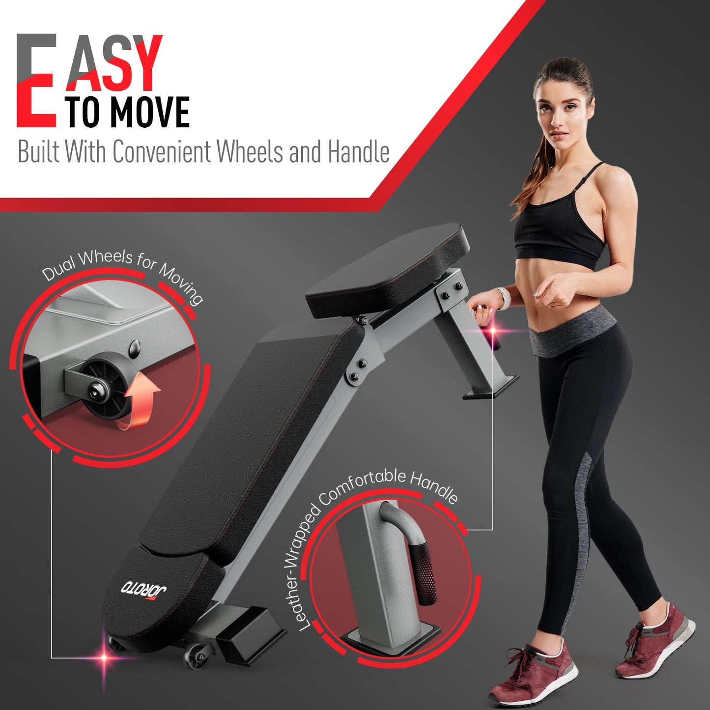 JOROTO MD80 Banco de Pesas Ajustable – Bancos de Entrenamiento de Carga de 450 KG para todo el cuerpo, Ejercicios de Press de Banca Vertical, Inclinado, declinado y Plano