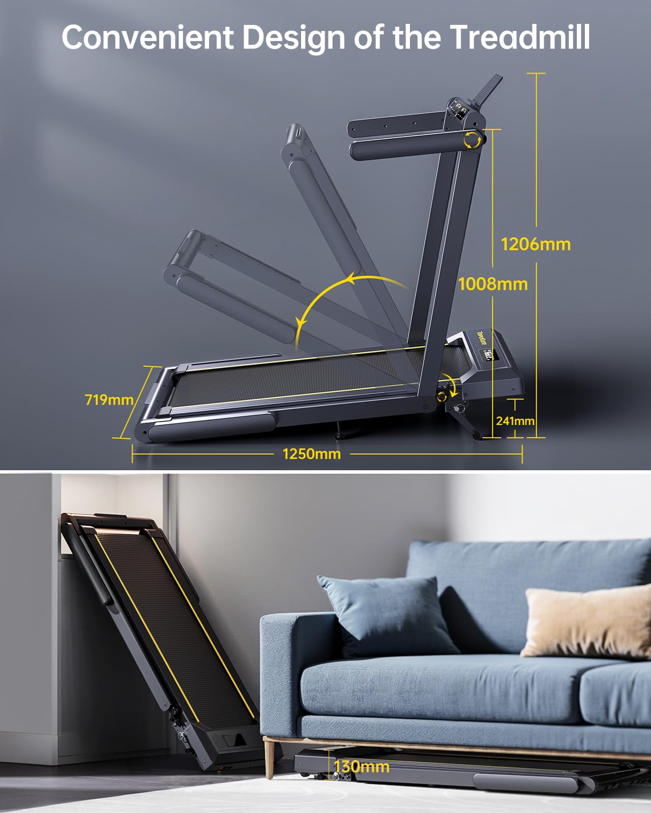 TOPUTURE 12% Inclinación Cinta de Correr Plegable,