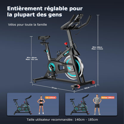 Wenoker Bicicleta estática, bicicleta de ciclismo indoor con monitor LCD, capacidad de carga 140 kg, bicicleta de fitness para el hogar, bicicletas estáticas silenciosas para el hogar