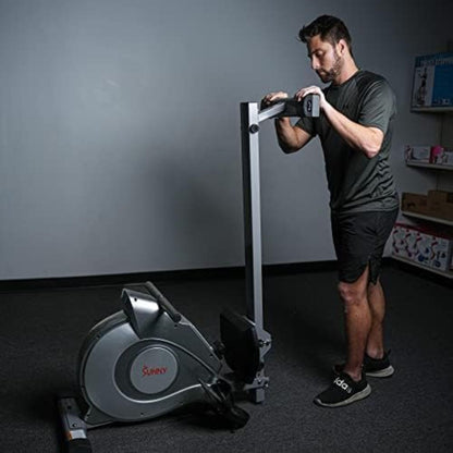 Sunny Health & Fitness Máquina de Remo magnética, Remo Plegable Compacto para el hogar, súper silencioso y Suave, riel Deslizante extendido de 136 cm - SF-RW5515