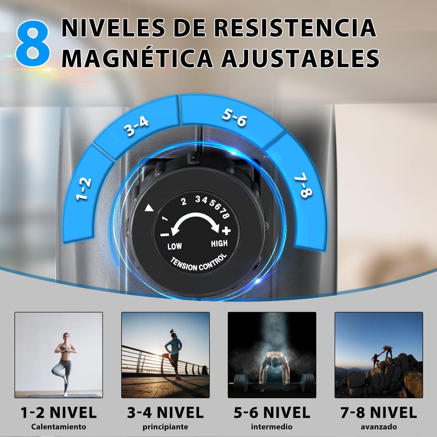 ISE Máquina De Remo para casa, Silenciosa, Máquina Remo Magnético, Remo Gimnasio En Casa con 8 Niveles de Resistencia, Fuerza de Tracción máx de 15KG, Remo Maquina Ejercicios En Casa