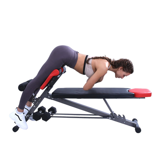Finer Form - Banco de pesas multifuncional para entrenamiento completo todo en uno, extensión de espalda alta,