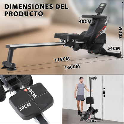 ISE Máquina De Remo para casa, Silenciosa, Máquina Remo Magnético, Remo Gimnasio En Casa con 8 Niveles de Resistencia, Fuerza de Tracción máx de 15KG, Remo Maquina Ejercicios En Casa