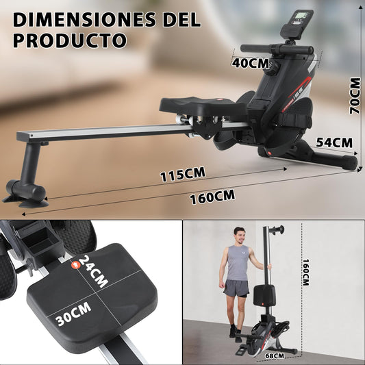 ISE Máquina De Remo para casa, Silenciosa, Máquina Remo Magnético, Remo Gimnasio En Casa con 8 Niveles de Resistencia, Fuerza de Tracción máx de 15KG, Remo Maquina Ejercicios En Casa