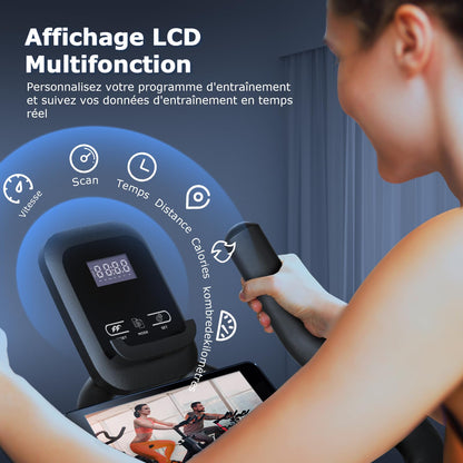 Wenoker Bicicleta estática, bicicleta de ciclismo indoor con monitor LCD, capacidad de carga 140 kg, bicicleta de fitness para el hogar, bicicletas estáticas silenciosas para el hogar