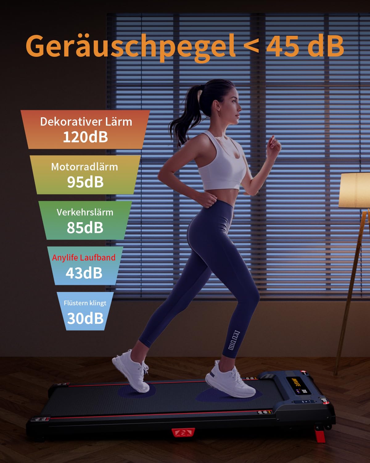 Anylife Cinta De Correr, Cinta De Correr Inclinable para Uso Doméstico, Equipo De Fitness para Interiores, Walking Pad con Pantalla Led，Capacidad 150kg